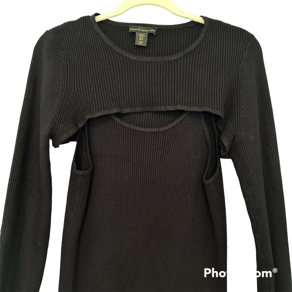 REVOLVE House of Harlow 1960 Black Knit Midi Dress with Cropped Sweater Shrug XL